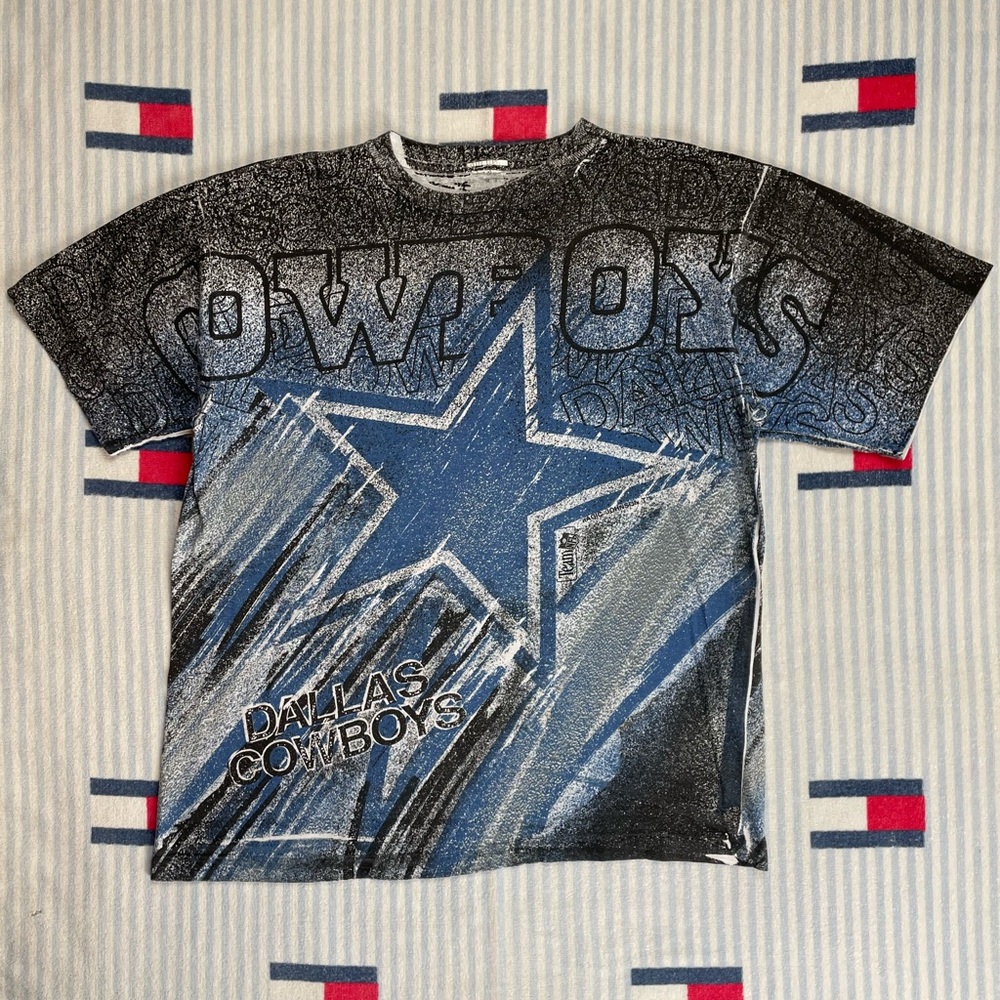 Vintage Magic Johnson T’s Dallas Cowboys NFL football AOP short sleeve tee shirt